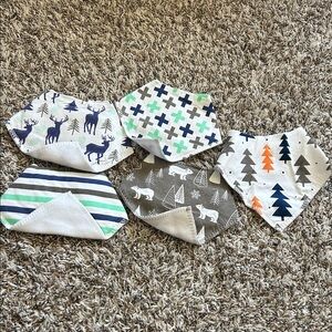 MYZIDEA 5-Pack Baby…ft and Abso Bibs - Neutral Forest & Stripe Prints (Set of 5)